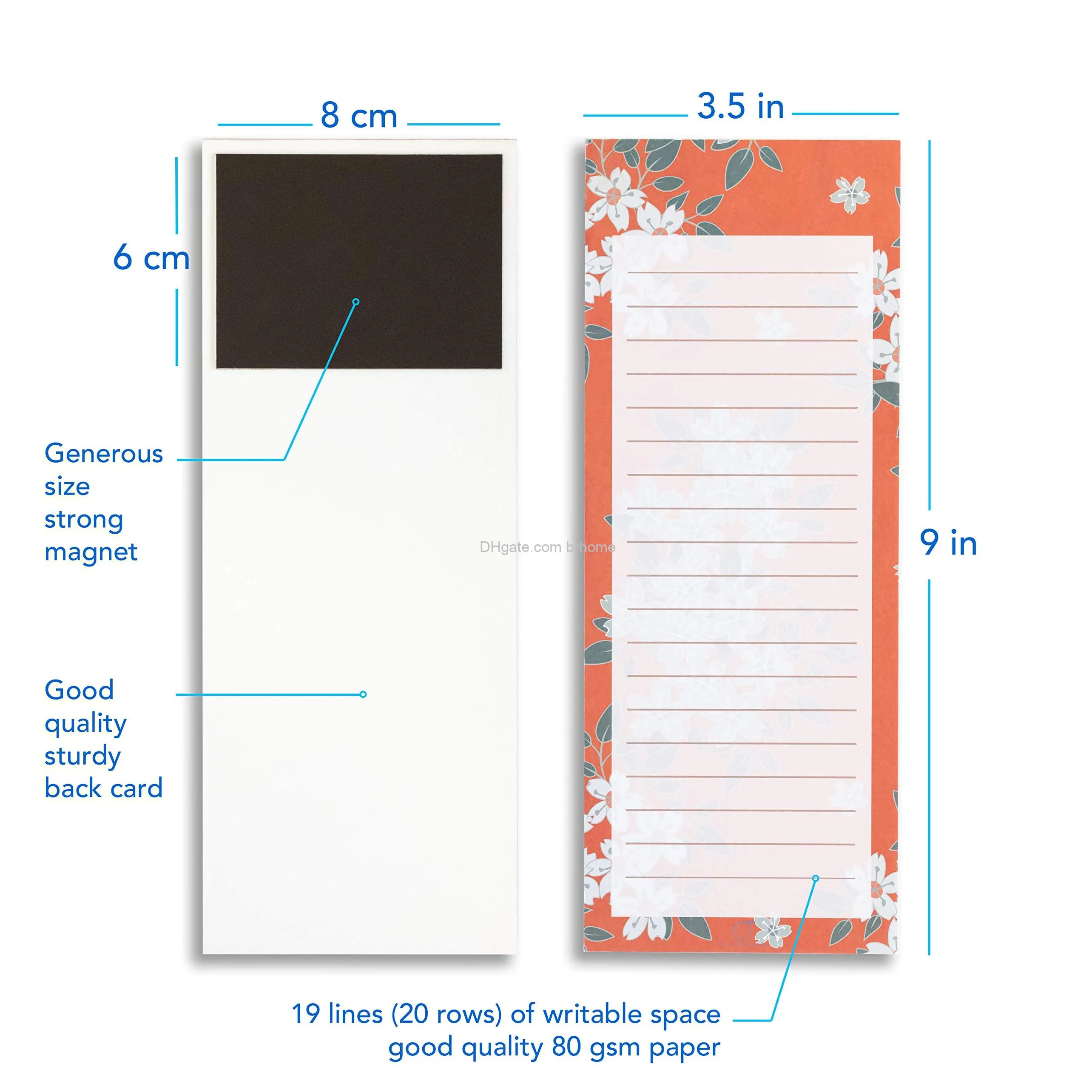 magnetic notepads 60 sheets per pad 3.5 x 9 for fridge kitchen shopping grocery todo list memo reminder note book stationery origaminotes onethousand waves