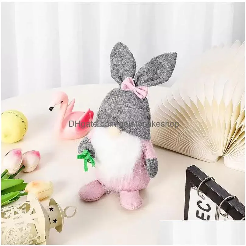 festive easter gnome plush bunny decorations handmade dolls gifts for kids spring elf home living room ornaments decor