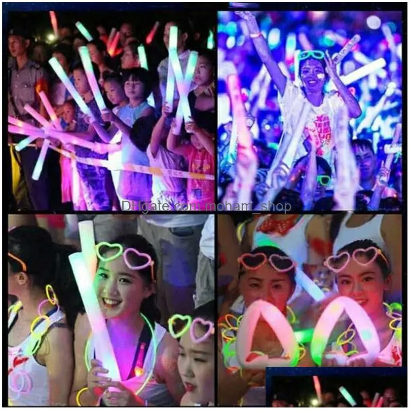 other event party supplies 10153060pcs bulk colorful led glow sticks rgb led glow foam stick glow sticks cheer tube dark light for party supplies