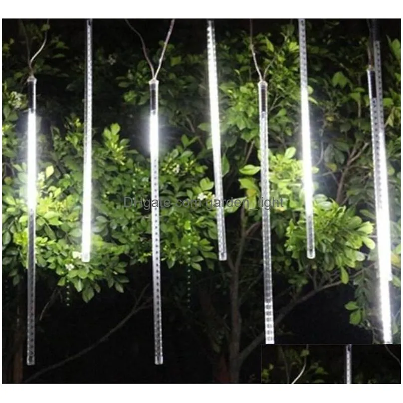 led meteor shower rain lights christmas light snowfall led strips 8pcs/set 30 50 cm decoration light 100-240v eu us plug