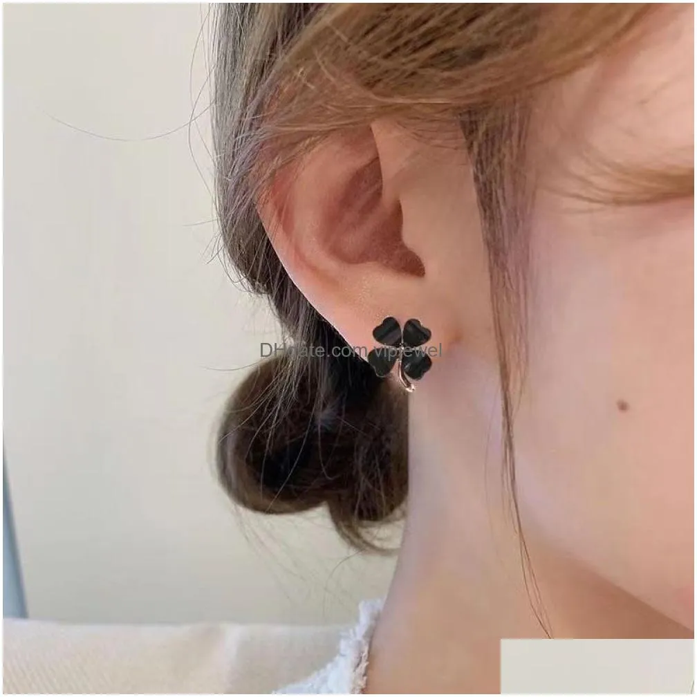 elegant clover stud earrings with opal y2k flower earrings minimalist gift for girls and women