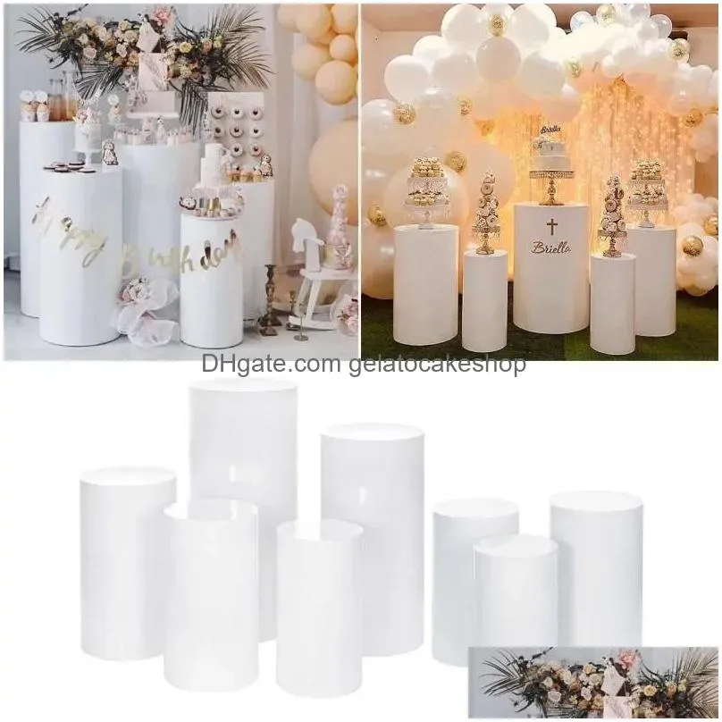 party decoration wedding diy 3/5pcs round cylinder pedestal display art decor cake rack plinths pillars for holiday decorations 