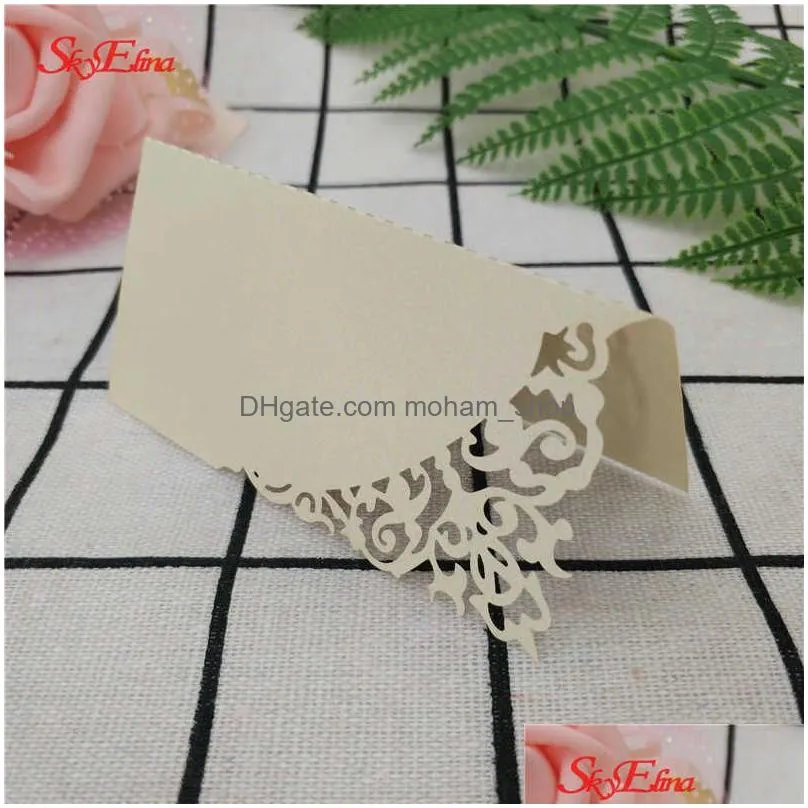 greeting cards 10pcslot laser cut wedding place name cards number name place paper cards seat table seat decoration guest card 5zsh87010