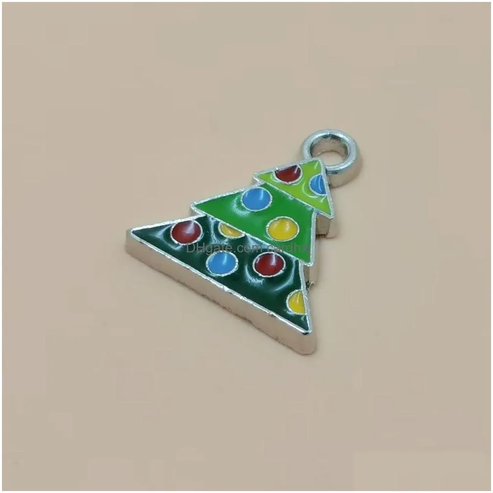 Charms 50Pcs Alloy Enamel Christmas Tree Charm Pendant For Diy Jewelry Making Bracelet Necklace Accessories Jewelry Jewelry Findings C Dhujd