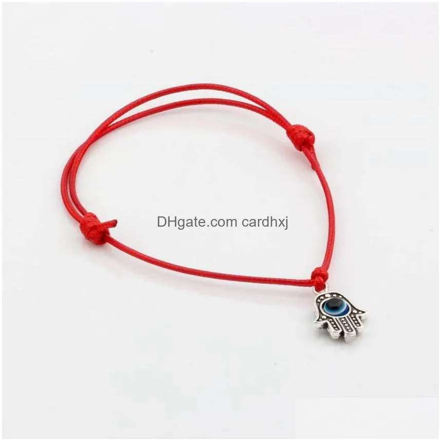 Charms 50Pcs Mixed Kabh Hamsa Hand Star Of David Charms Red Color Wax Rope Adjustable Bracelets Jewelry Jewelry Findings Components Dhwol