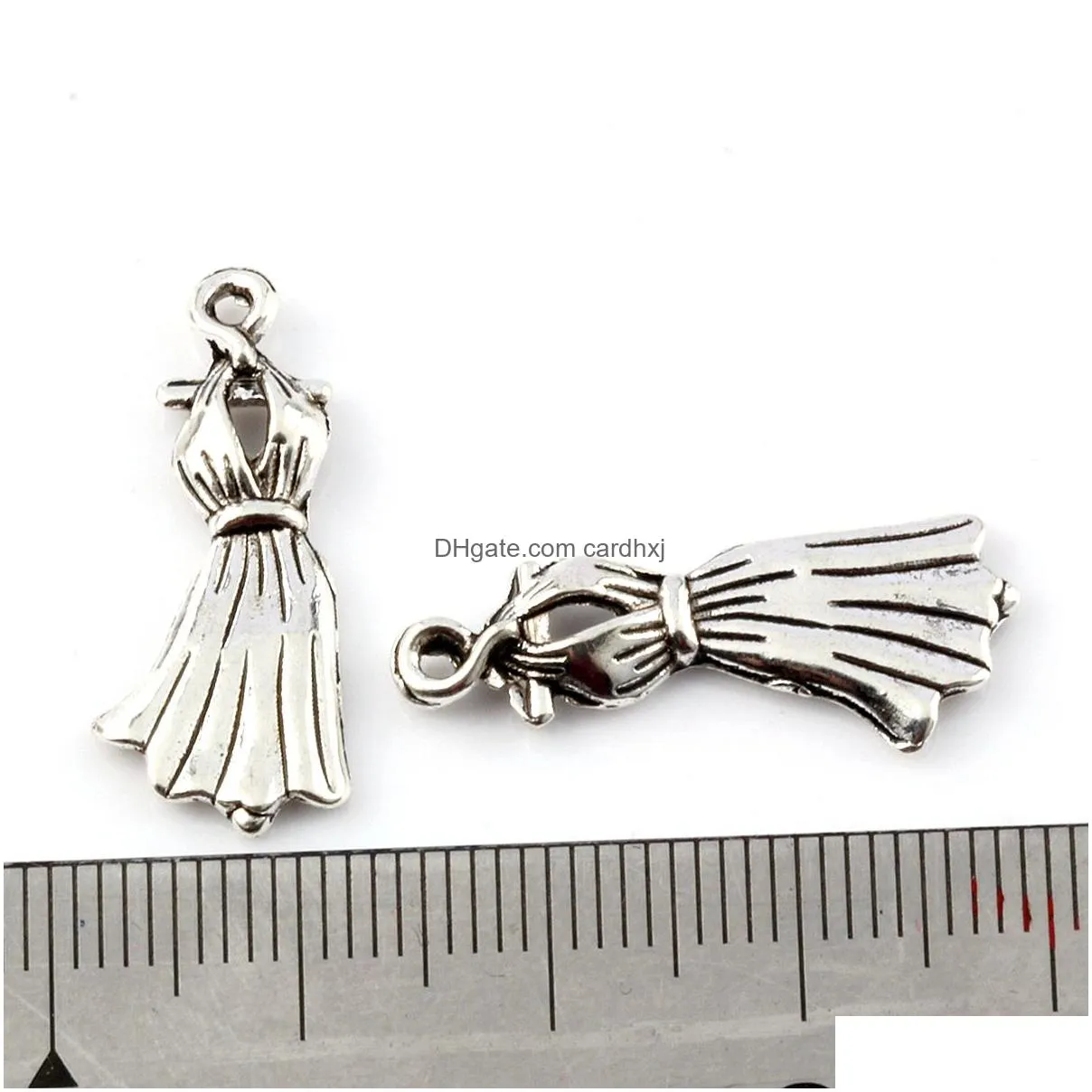 Charms 250Pcs Antique Sier Alloy Dress Charms Pendants For Jewelry Making Findings 10.5X26Mm Jewelry Jewelry Findings Components Dh92R