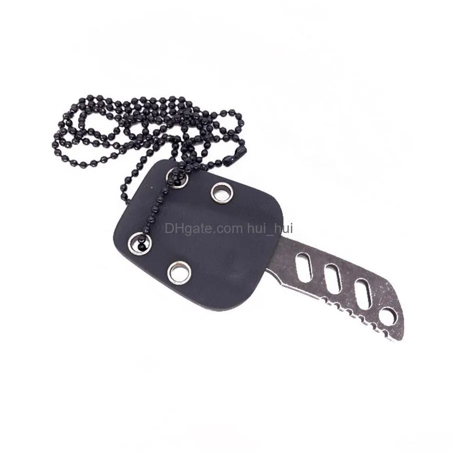 mini outdoor camping survival stainless steel necklace portable self defense fruit knife n446