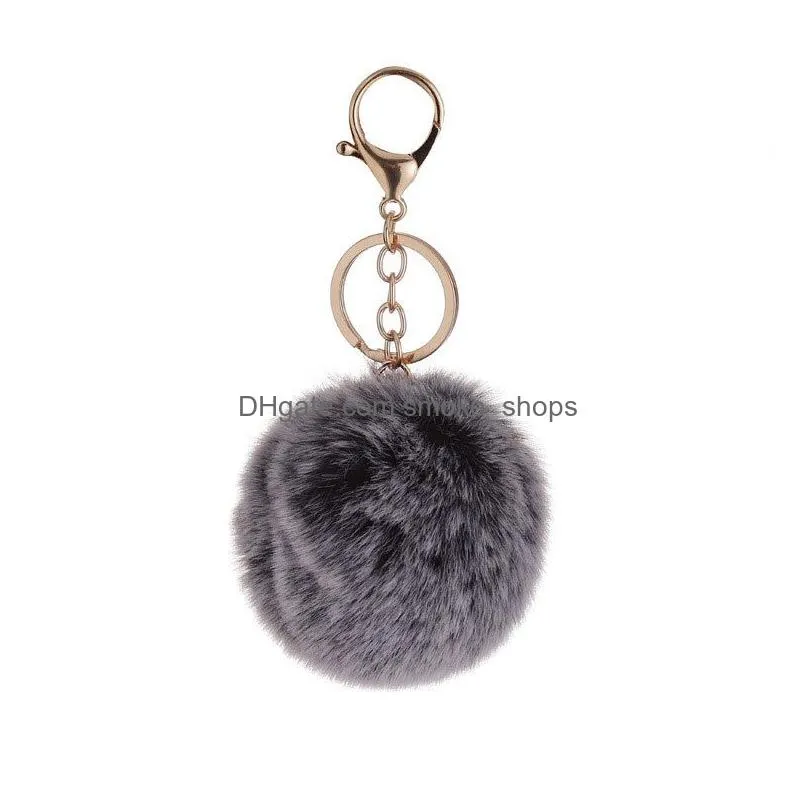  key-chain party favor black and white cream color plush ball diameter 8cm dyed tip imitating rex rabbit toy accessories