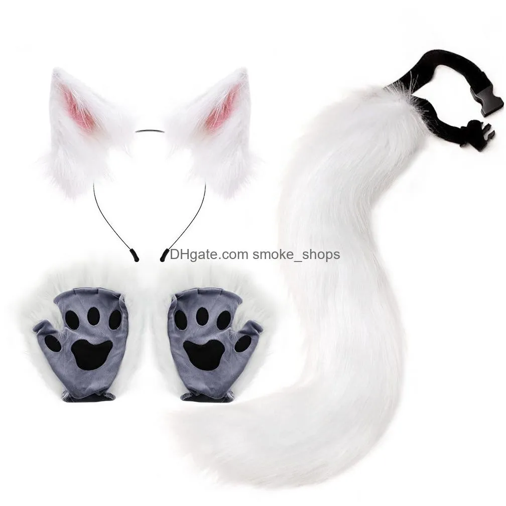 amazons halloween set animal claw simulation plush fox ear hair hoop animal ear animal tail cos accessories