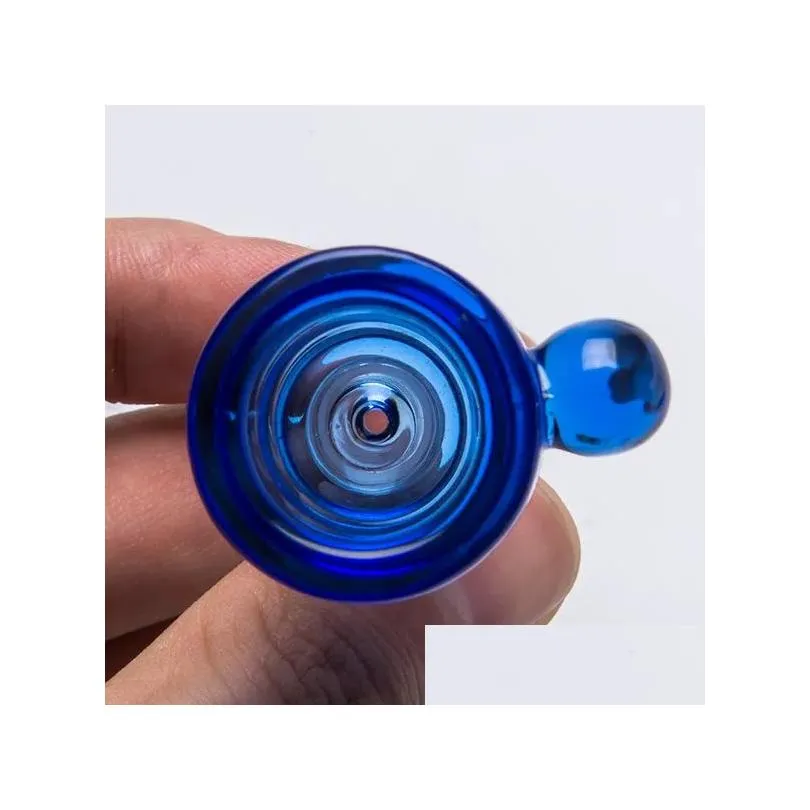 Smoking Pipes Glass Smoking Accessories Bowl With Handle Color Mix Bong 14Mm 18Mm Male Piece Water Pipe Dab Rig Bowls Heady Colored Ho Dheec