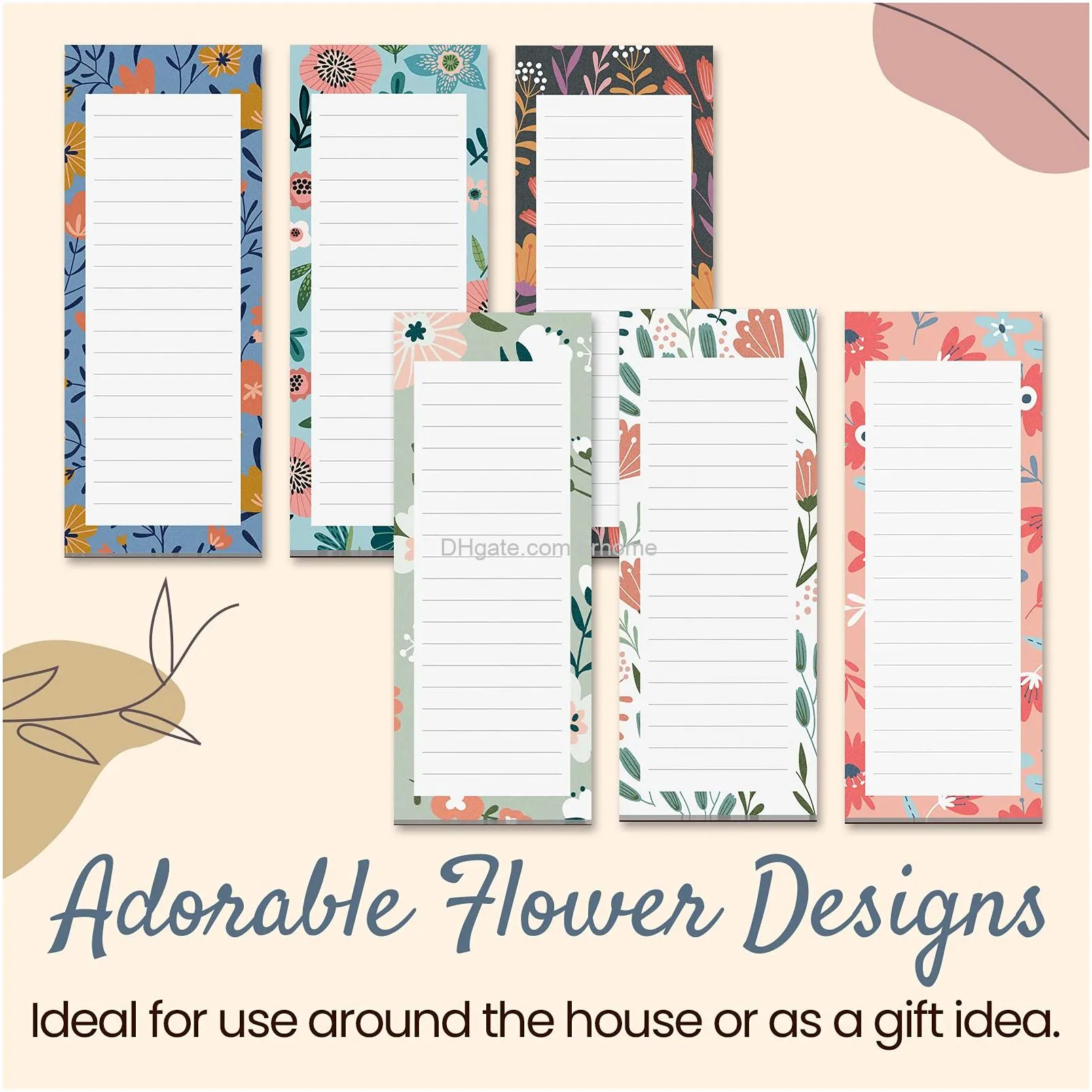 grocery list magnet pad for fridge magnetic note pads lists 60 sheets per pad 6 cute floral designs full magnet back todolist notepads