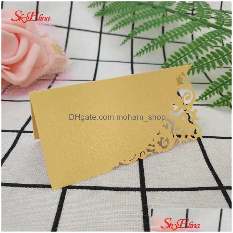 greeting cards 10pcslot laser cut wedding place name cards number name place paper cards seat table seat decoration guest card 5zsh87010