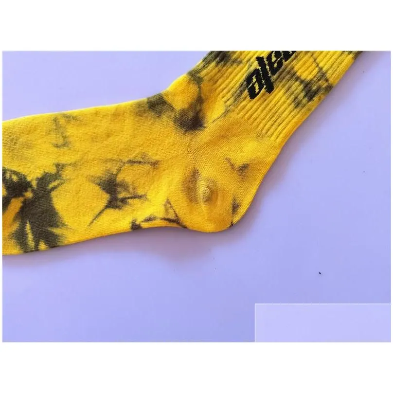 Men`S Socks Mens Socks Fashion Tie-Dye Calabasas Personality Colorf Match Tidal Youth Hip Hop 3 Pairs/Box Gift Pack Apparel Underwear Dhdbu