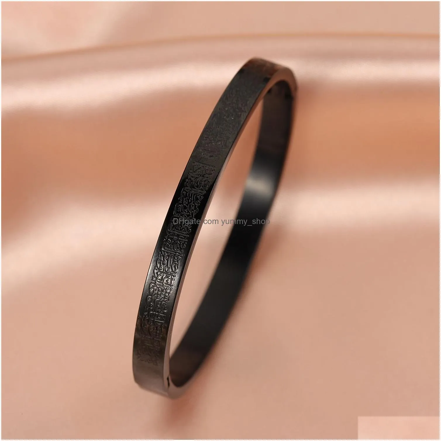 bangle personalized ayatul kursi islamic jewelry bracelets stainless steel openable bangles arabic calligraphy faith gifts 230710