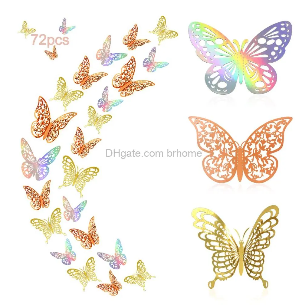 butterfly wall decor 24/ 3d butterflies stickers for party decorations with magnetscolorful 24