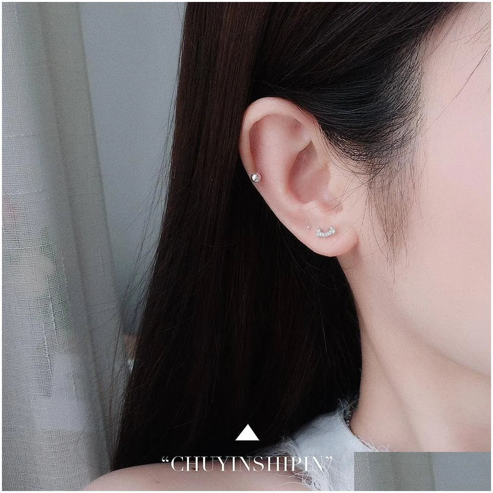 Stud S925 Sterling Pure Sier Cute Designer Earring Ear Studs Rings Shining Zircon Crystal Lucky Earrings Earings For Women Girl Jewelr Otci7