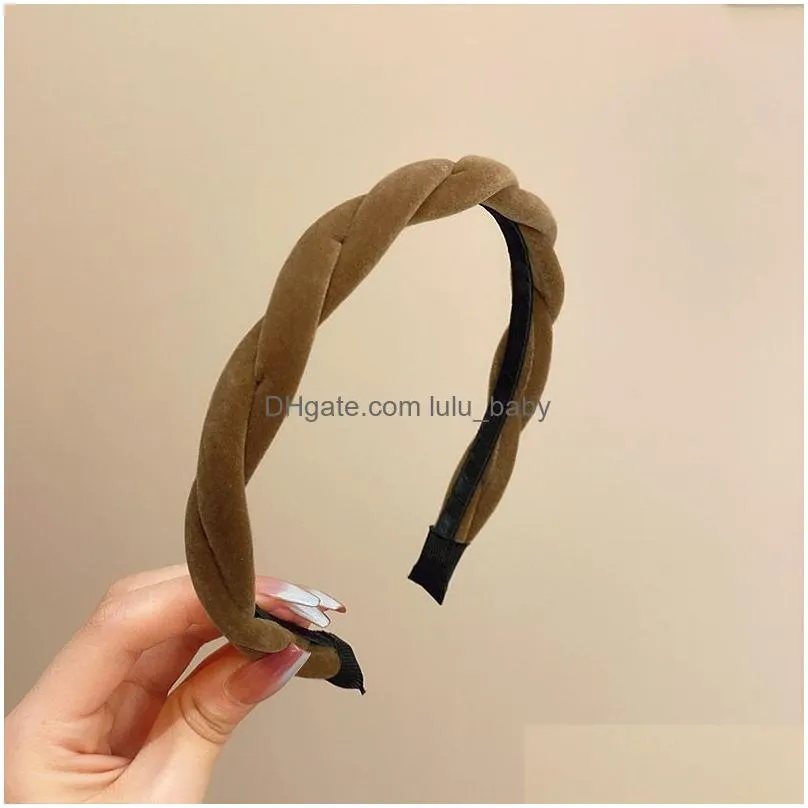 elegant velvet fried dough twist hair band for womens face wash for advanced pressure headwear autumn/winter 2022 accessories