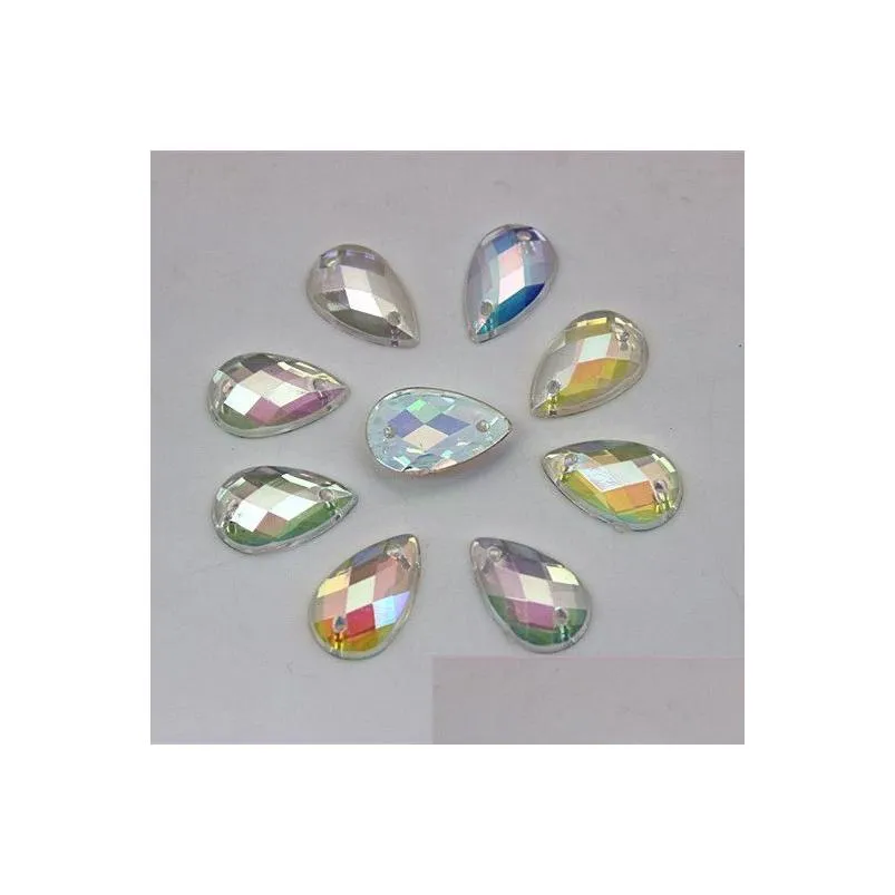 300pcs 8x13mm ab clear drop shaped acrylic rhinestones flatback sewn on beads accessories clothing accessories zz85a