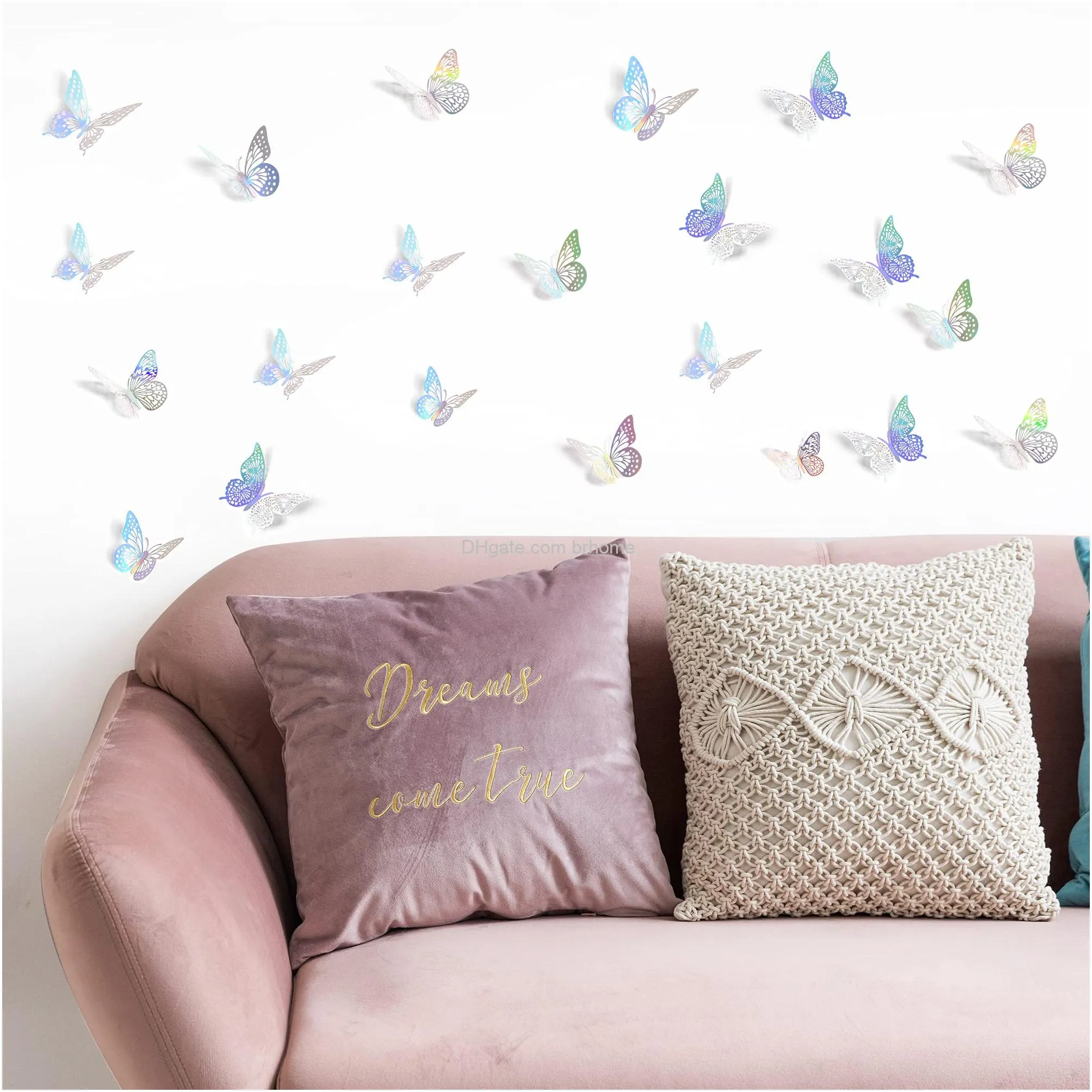 3d butterfly wall decor 4 styles 3 sizes butterfly birthday decorations butterfly party decorations cake decorations removable wall stickers room decor for kids nursery classroom wedding decor laser