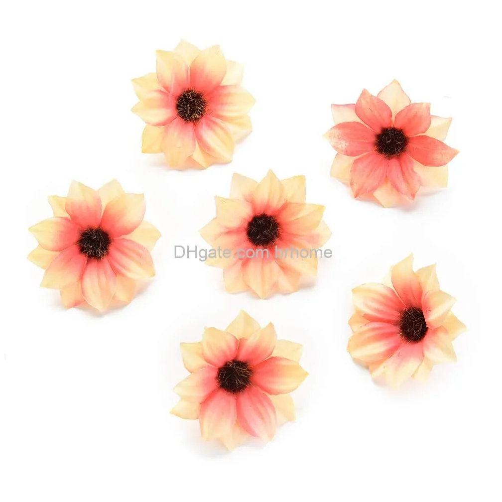 rose artificial silk daisy rose flowers wall heads for home wedding decoration diy wreath accessories craft fake flower 5cm multicolor