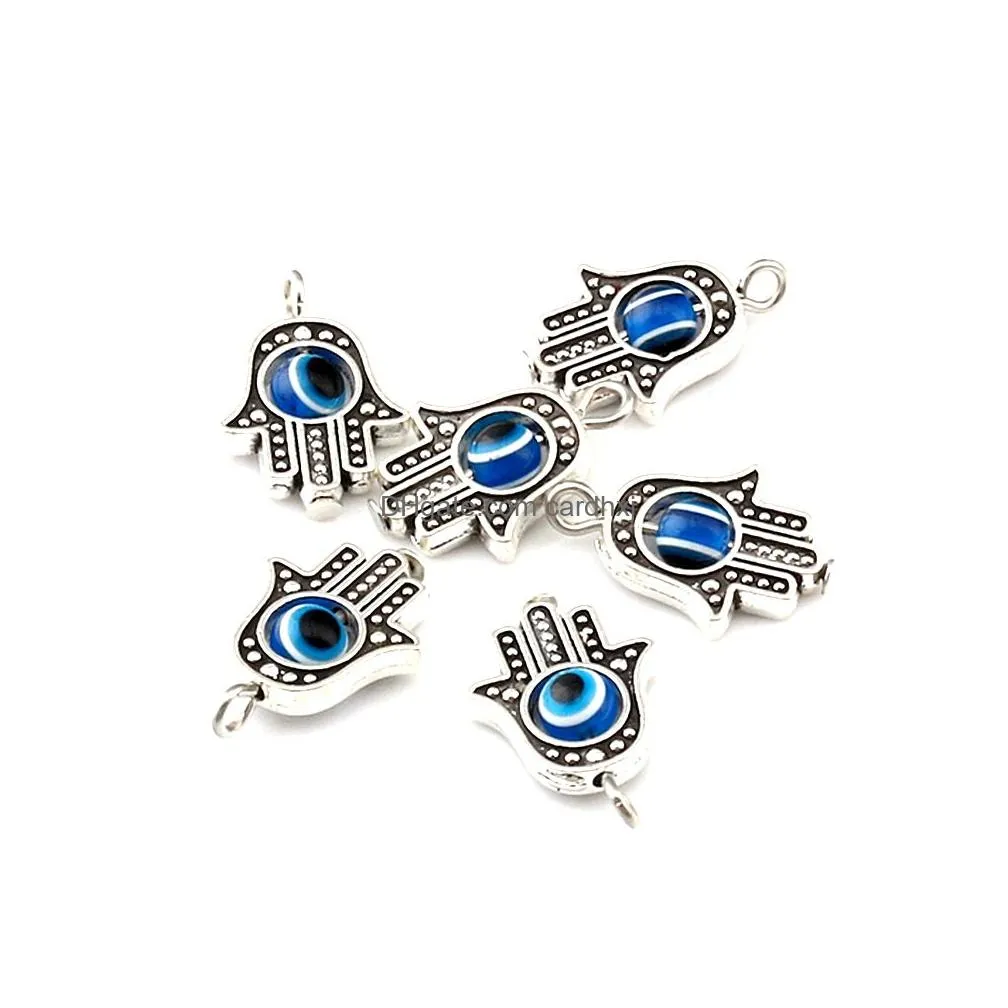 Charms 100Pcs Antique Sier Huge Hamsa Hand Evil Eye Kabh Charms Pendants 28Mm Good Luck Jewelry Jewelry Findings Components Dhkrg