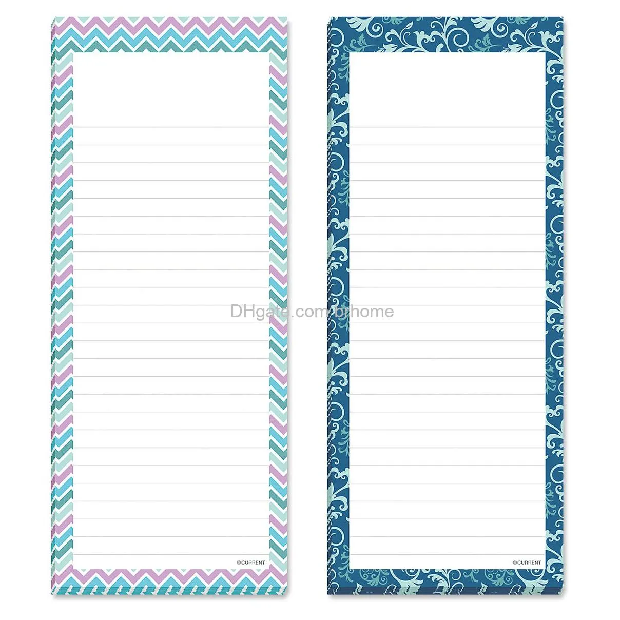 cool patterns magnetic notepads set of 6 50sheet pads 3 1/4 x 8 inches lined memo pads shipping list office organizer