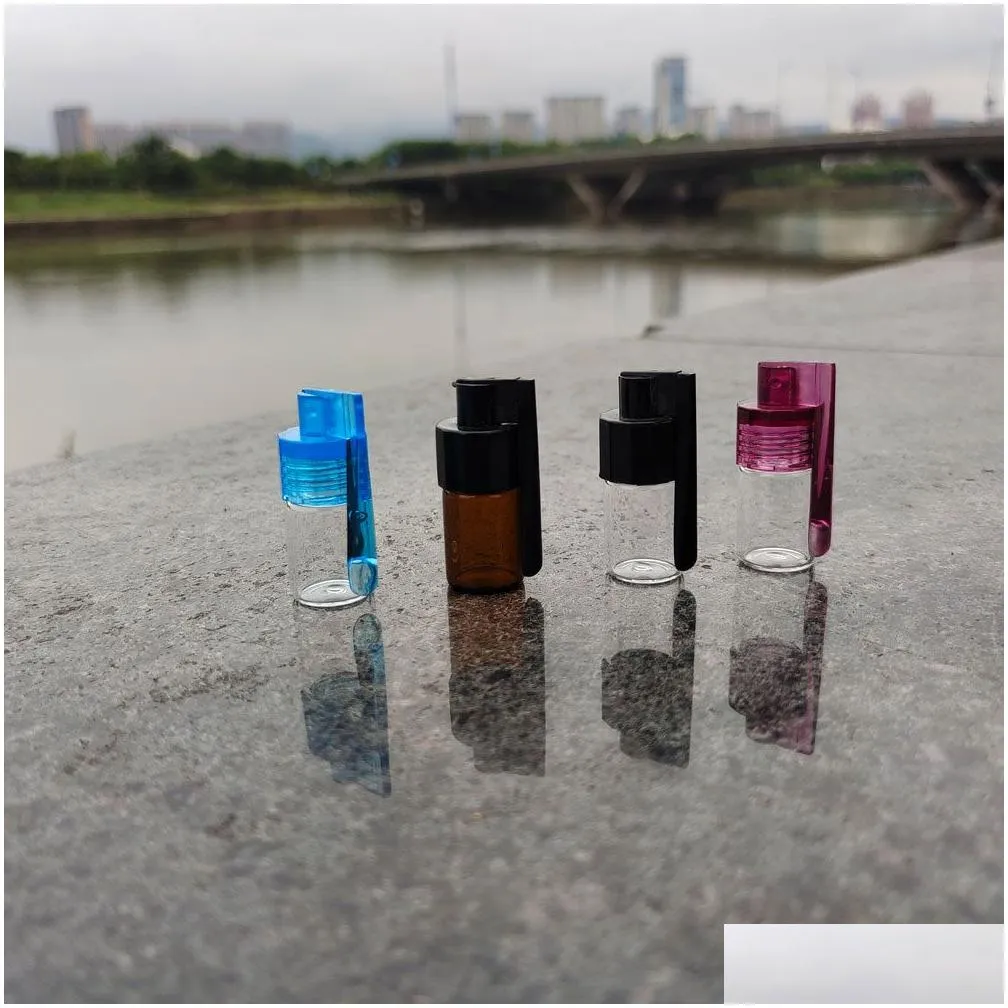 Storage Bottles & Jars Epacket 24Pcslot 51Mm36Mm Glass Case Smoking Bottle Snuff Snorter Dispenser Plastic Cap Vial Storage Container Otr28