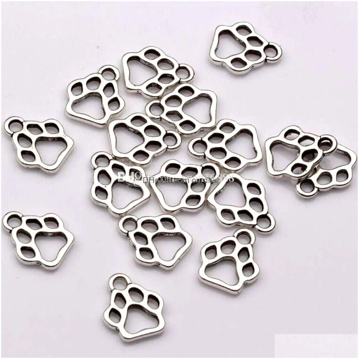 Charms 500Pcs Alloy Hollow Dog Paw Charm Pendant For Jewelry Making Bracelet Necklace Diy Accessories 11X1M Antique Sier Jewelry Jewel Dhho8