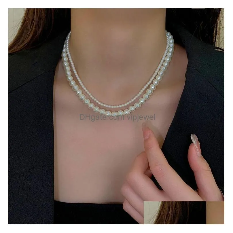 baroque pearl necklace artificial beaded necklace wedding bridal round bead necklace