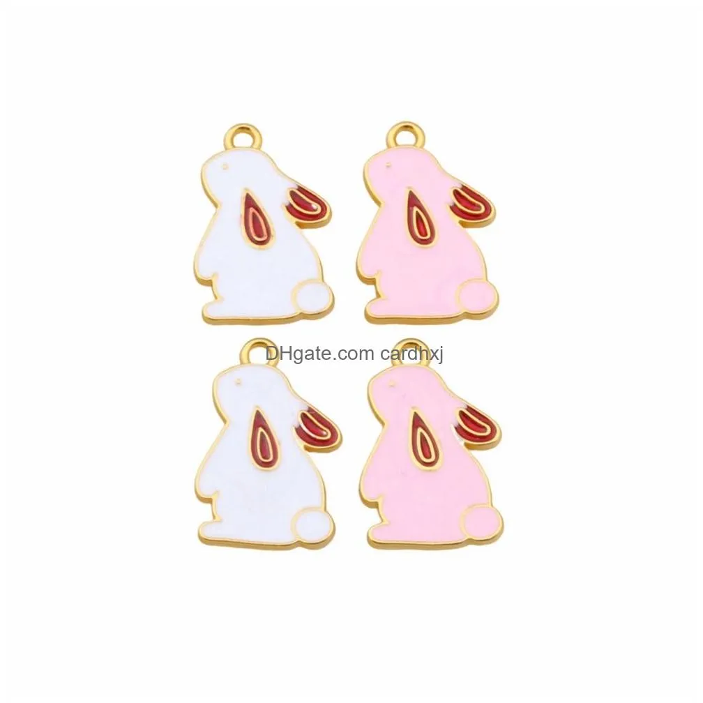 Charms 100Pcs Fashion Enamel Rabbit Pendant For Diy Handmade Jewelry Bracelet Accessories Charms Jewelry Jewelry Findings Components Dhoiv