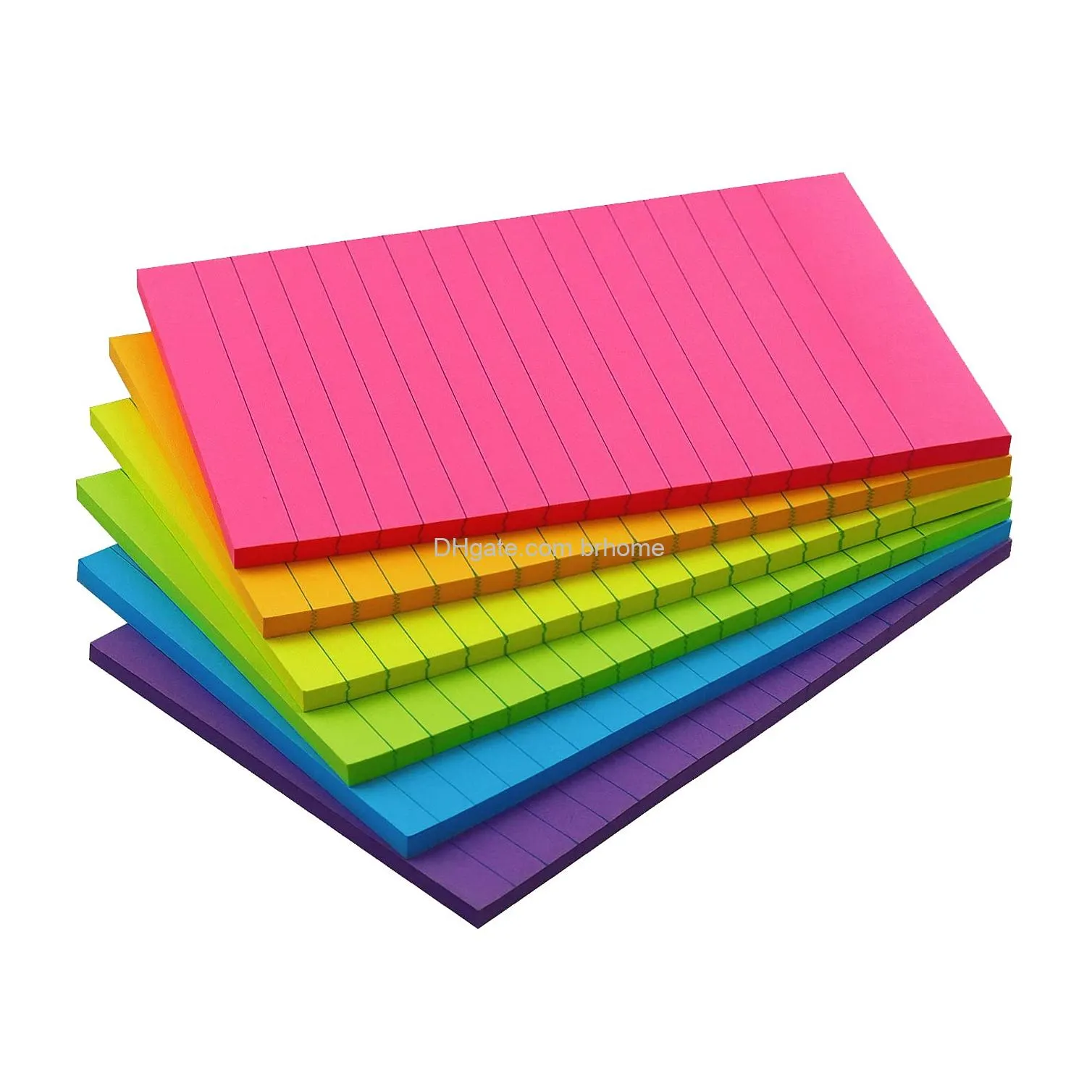 lined sticky notes 4x6 in pastel ruled post stickies super sticking power memo pads strong adhesive 6 pads/pack 45 sheets/pad