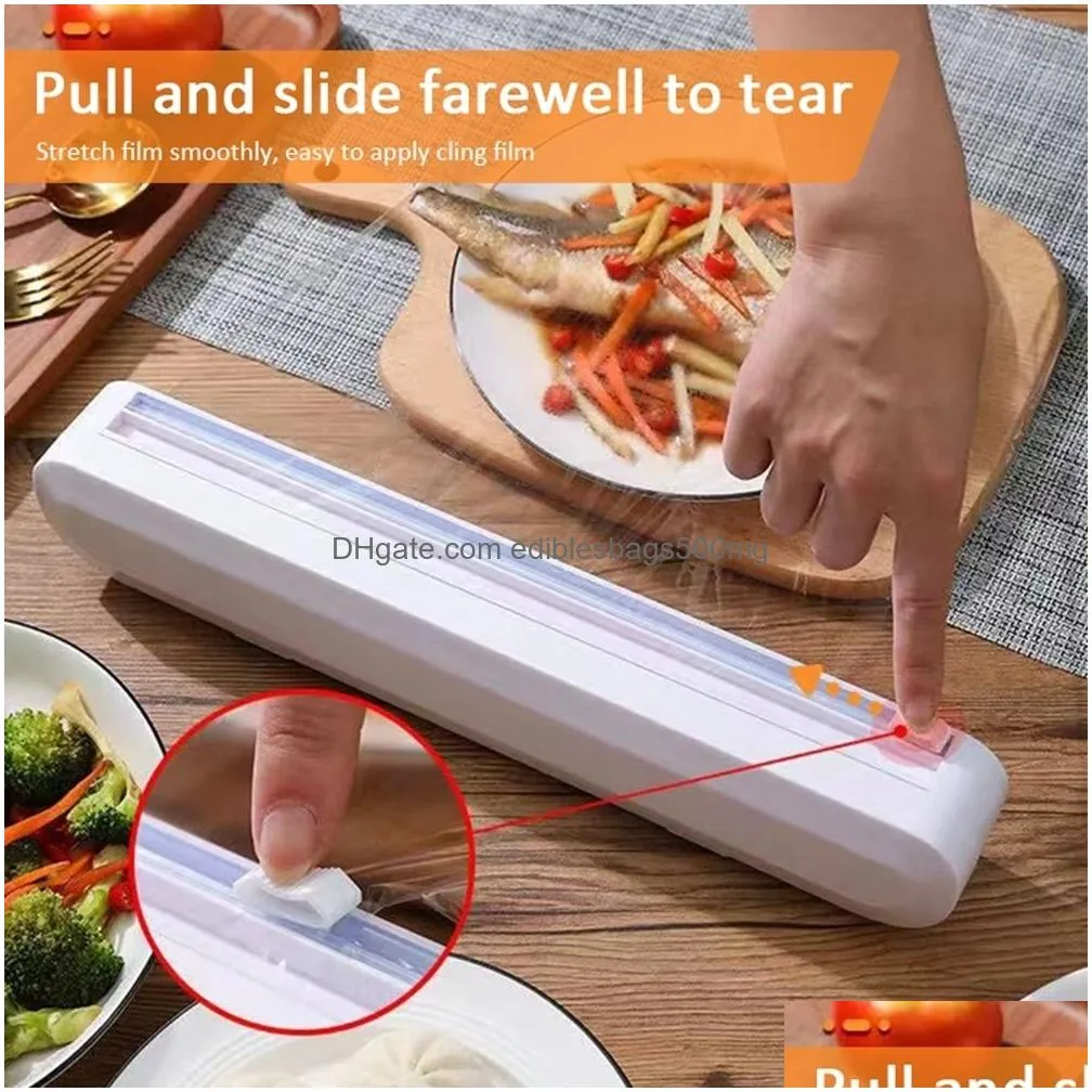 other kitchen tools foil dispenser with cutter cling plastic wrap dispenser accessories film food  convenience storage 230327