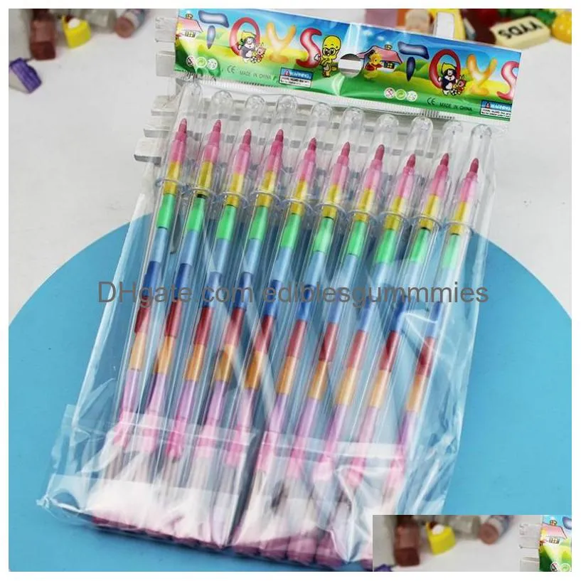 Painting Pens Wholesale Stackable Pen Buildable Rainbow Crayon Christmas Easter Birthday Party Favor Goodies Bag Fillers Drop Delive Dhhqc