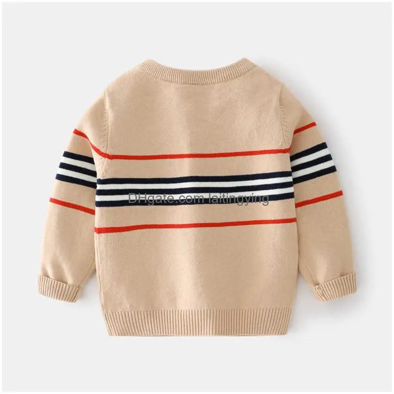 2t-6t stripe spring winter boy girl kids round-neck knit sweater baby pullover toddler long sleeve sweater y1024