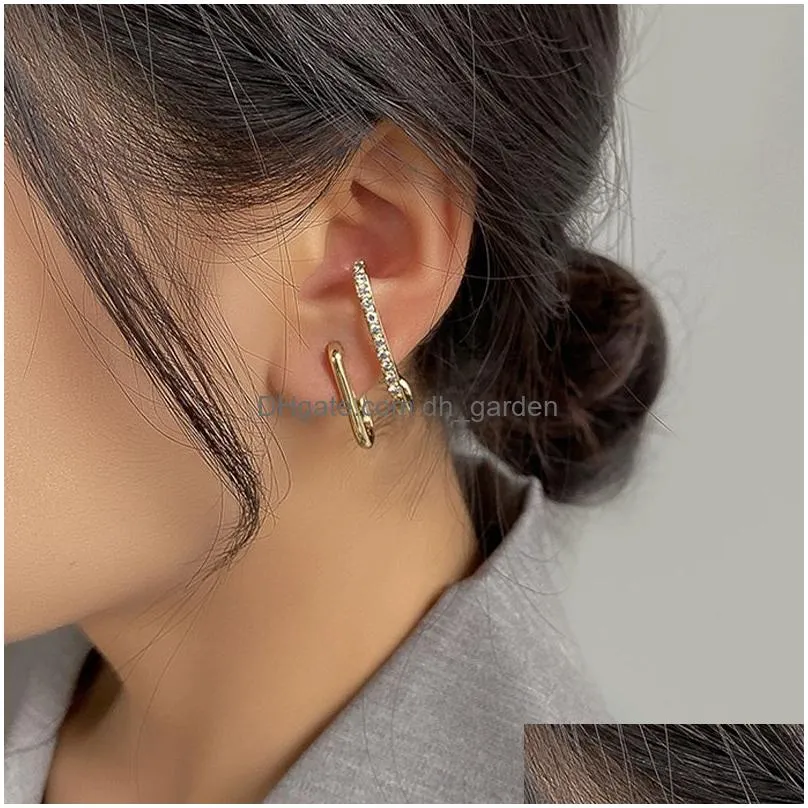 New Design Irregular U-shaped Gold Color Earrings For Woman Crystal Fashion Jewelry Unusual Accessories Party Girls