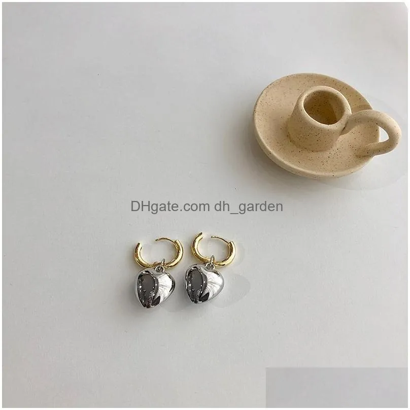 Statement Metallic Heart Drop Earrings For Women 2021 New Jewelry Designer Earing