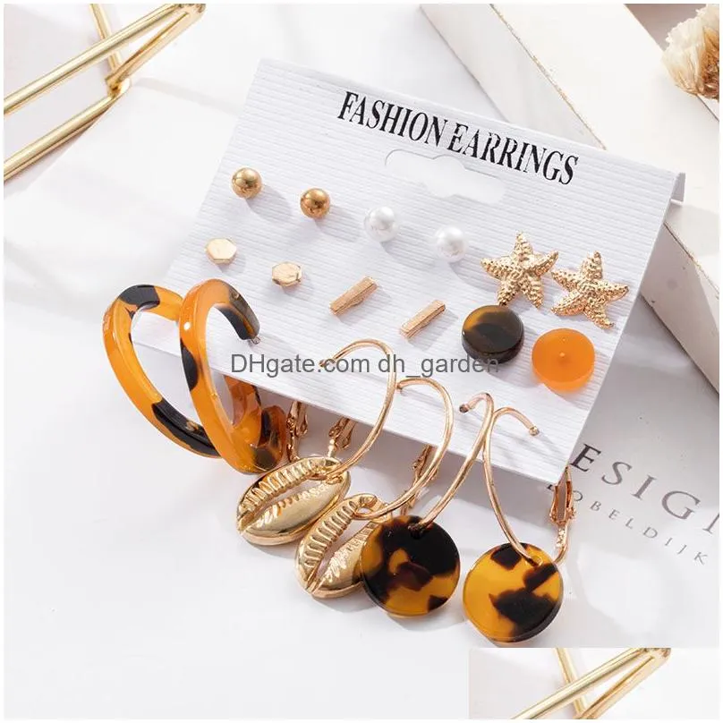 Bohemian Colorful Acrylic Drop Earrings Set For Women Butterfly Pearl Trend Set of Earring Party Jewelry