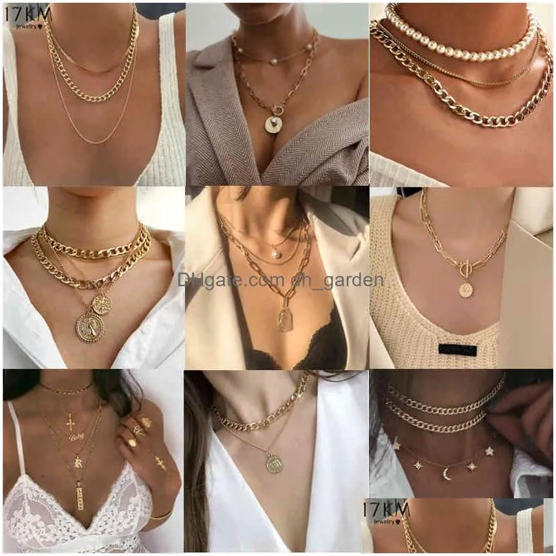 17KM Fashion Asymmetric Lock Necklace for Women Twist Gold Silver Color Chunky Thick Locks Choker Chain Necklaces Party Jewelry