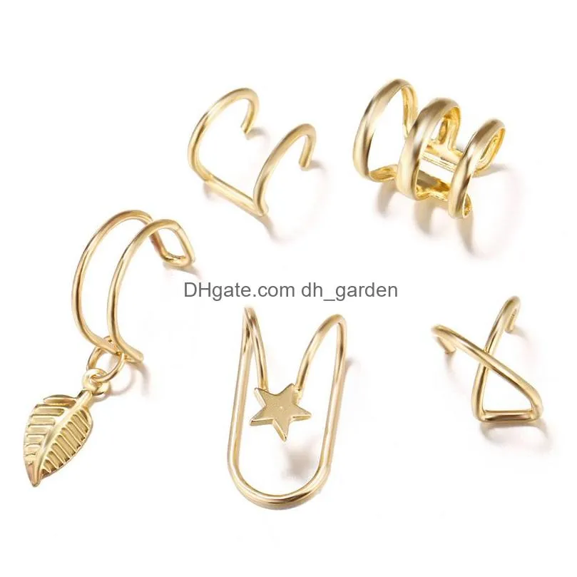 Ear Cuff Gold Color Leaves Non-Piercing Ear Clips Fake Cartilage Earring Jewelry For Women Men Wholesale gifts