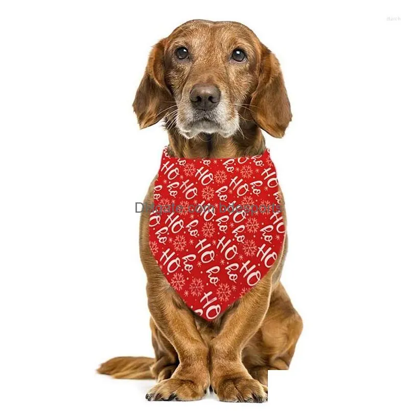 Dog Apparel Christmas Pet Bandanas Collar For Dogs Cats Cotton Triangular Bibs Scarf With Santa Claus Pattern Puppy Accessories