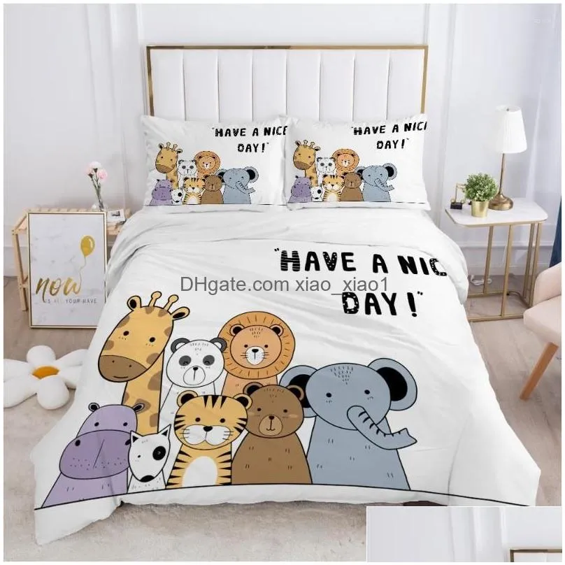 Bedding Sets Children Set For Kids Baby Child Girls Boy140X200 Single Quilt/Comfortable/Duvet Er Bed Linens Cute Bear Drop Delivery Dhhsz