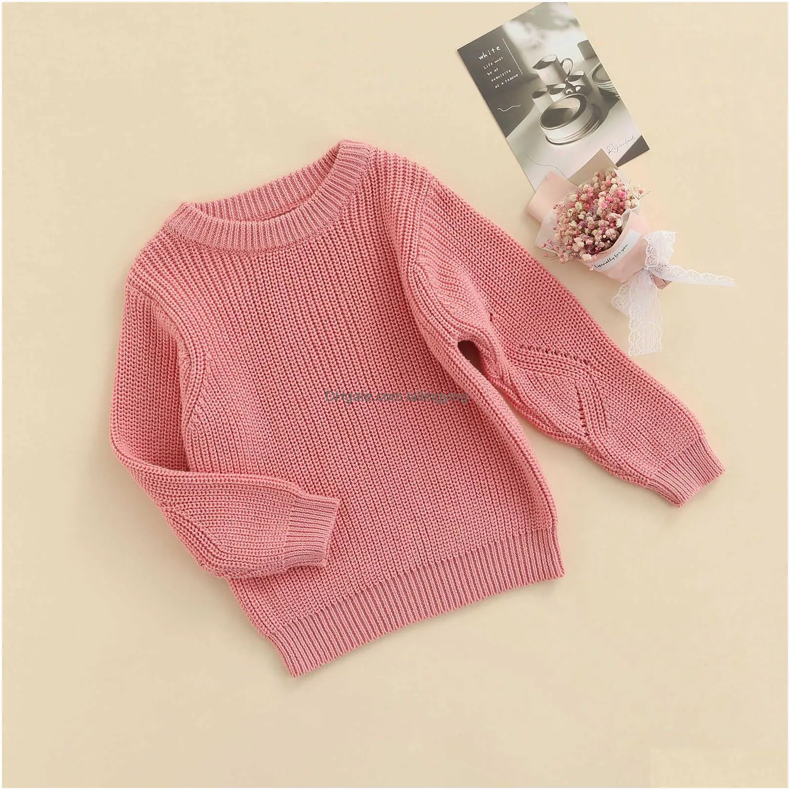 infant solid color sweater kids autumn winter casual long sleeve round neck knit pullover y1024