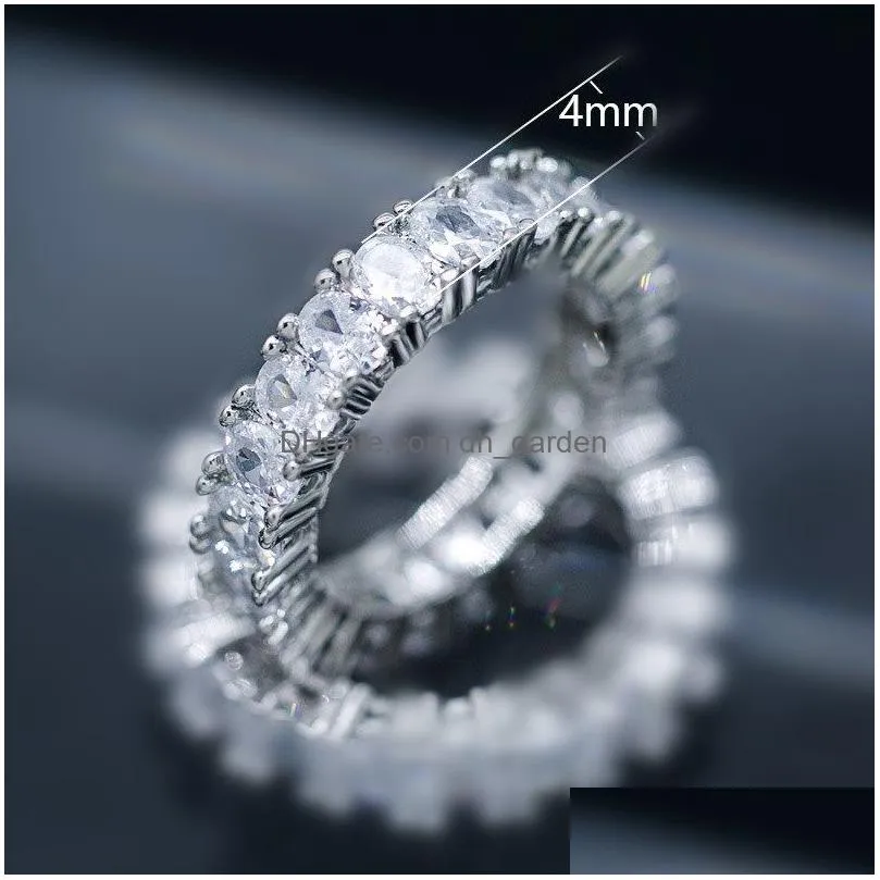 Crystal Ring Cz Zircon Engagement Wedding Band Rings for Women Men Finger Party Jewelry