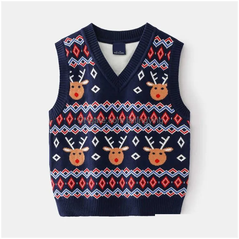 Knit Christmas Pullover Sweater Sweater Vest For Toddler Boys And