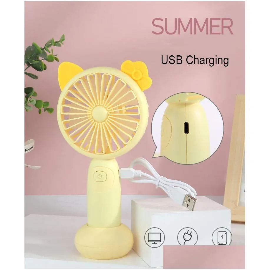 Party Favor Rechargeable Mini Fan Hand Held Party Favor 1200Mah Usb Office Outdoor Household Desktop Pocket Portable Travel Electrical Dhwsy
