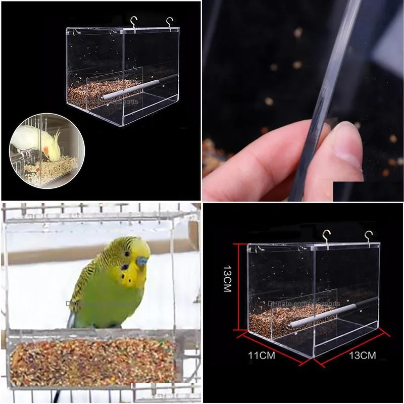 Other Bird Supplies 1pc Seed No Mess Feeder Parrot Toys Canary Cockatiel Finch Tidy Corral Container Home Pets Birds Feeders