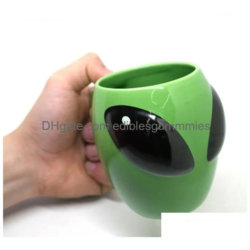 Mugs 3D Alien Mug Ceramic Cup Cartoon Novelty Cool Mysterious Ufo Shaped Conspicuous Coffee Tea Christmas Birthday Party Favor 400Ml Dhgk9