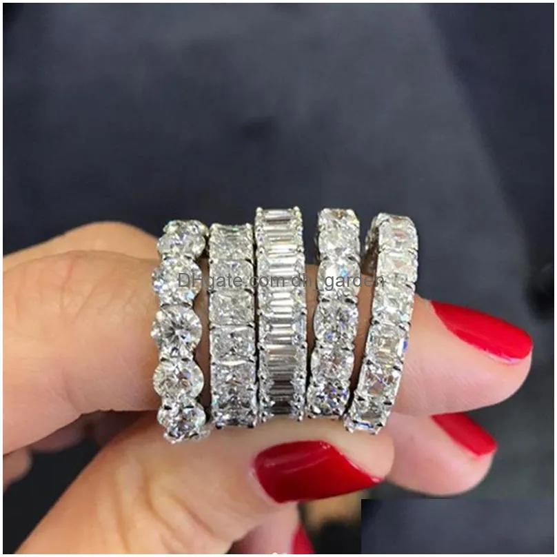 Crystal Ring Cz Zircon Engagement Wedding Band Rings for Women Men Finger Party Jewelry