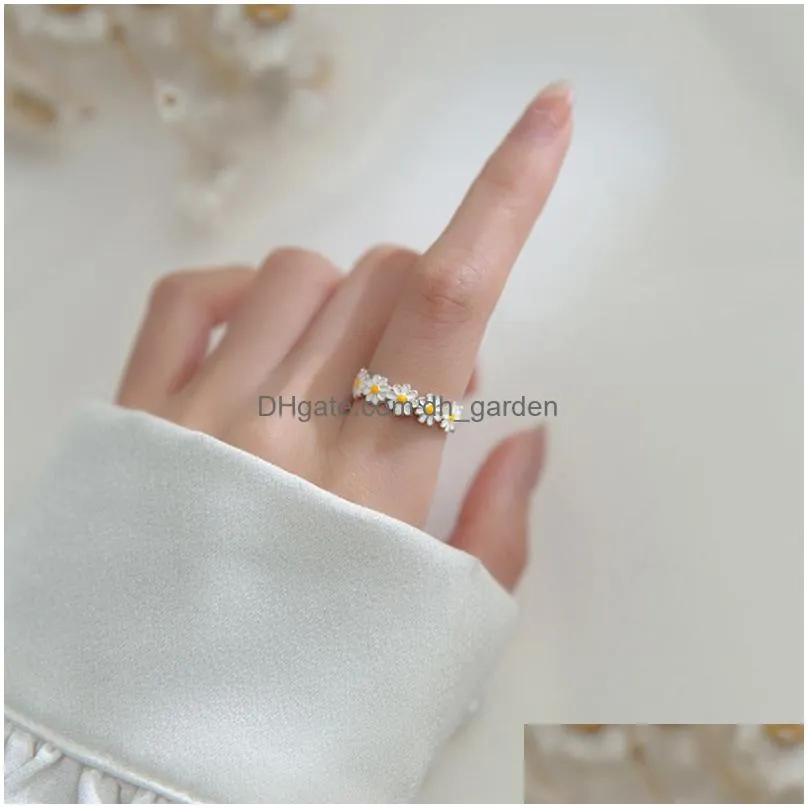 Coconal Daisy Flower Rings For Women Sweet Cute Finger Ring Proposal Wedding Fine Jewelry Gift