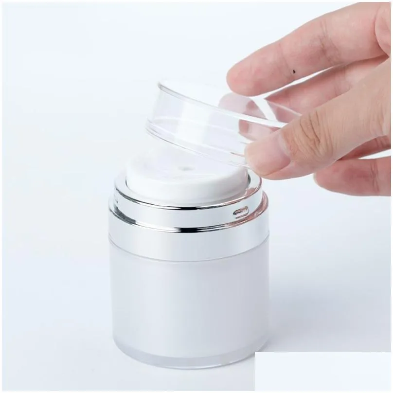 Packing Bottles Wholesale 15G 30G 50G Acrylic Airless Jar Cream Bottle With Sier Collar Cosmetic Vacuum Lotion Jars Pump Packing Bottl Dhm5A